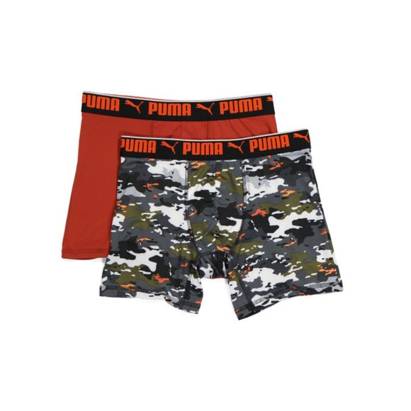 PUMA Red/black Men's 2pk Sportstyle Boxer Briefs - Picture 1 of 2